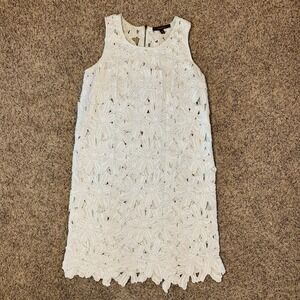 Fever Dress Womens Small Light Baby Blue Floral Lace Midi Sleeveless Elegant